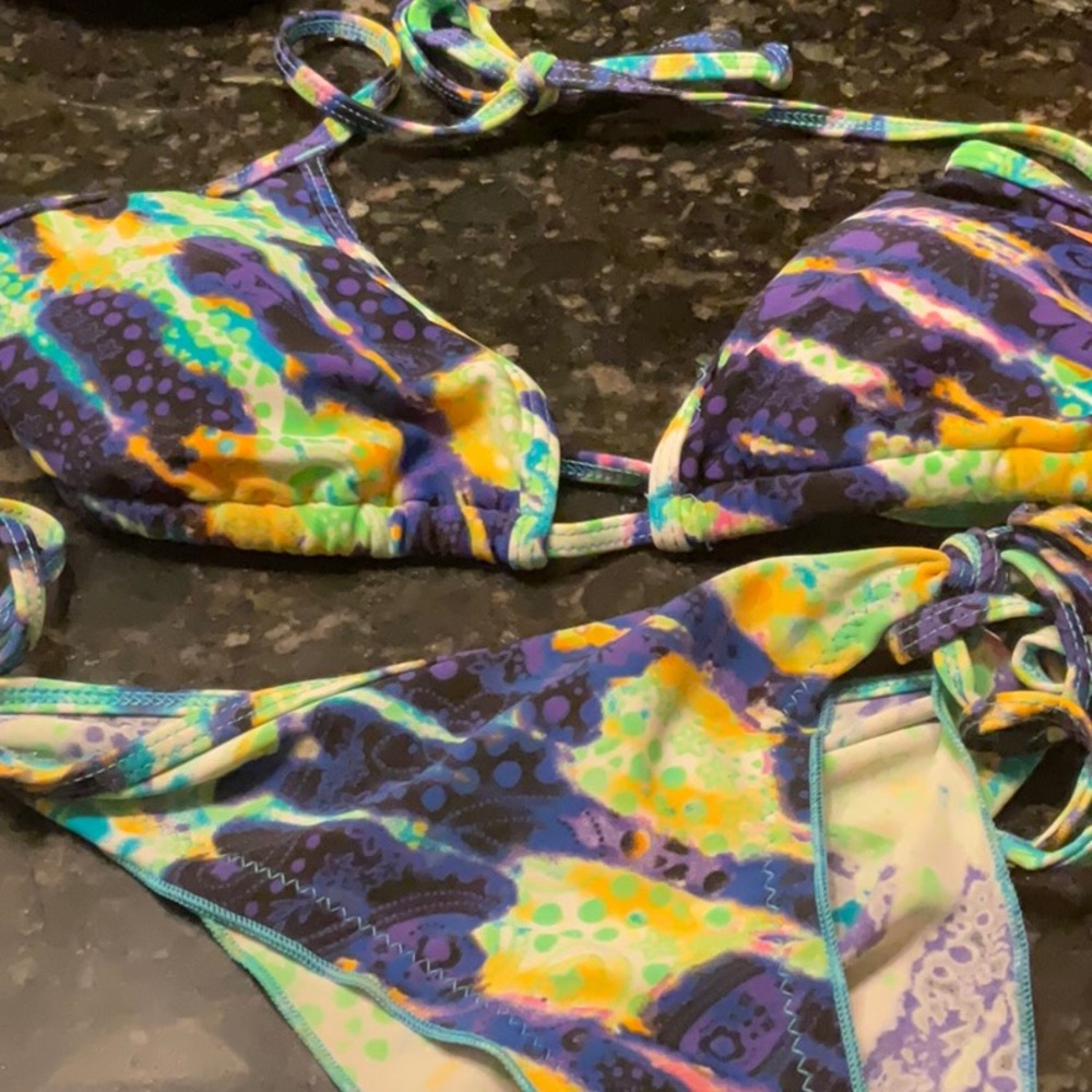 Blue and Purple Tie-Dye Bikini Set